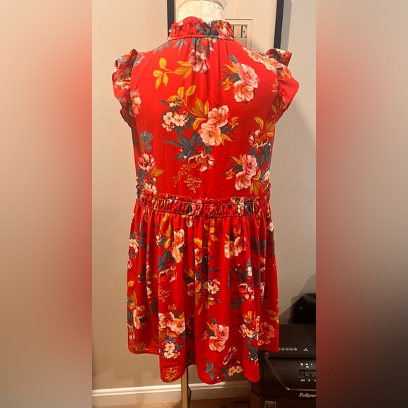 Loft red floral dress with pockets oversized xs - Picture 6 of 11